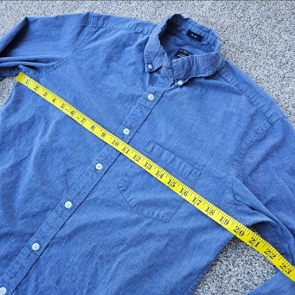 J. Crew Jeans Slim Flex Washed Muted Blue Long Sleeve Button Down Shirt Men's M - Picture 6 of 12
